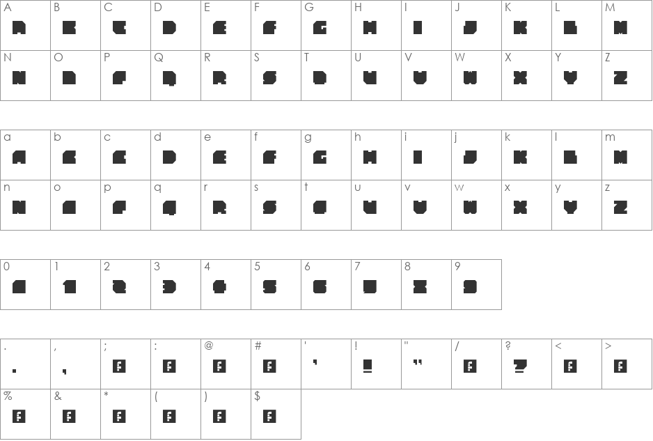 NoAccess - AACD Unique Types (BETA) font character map preview