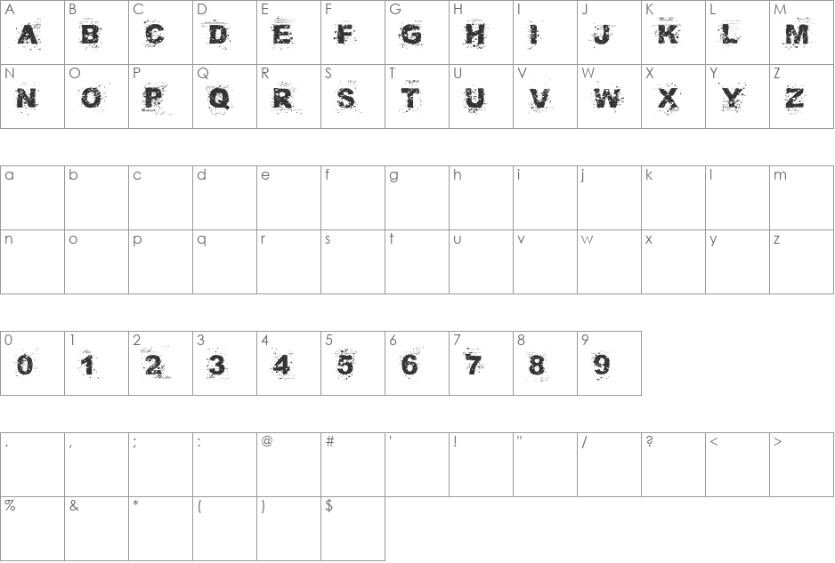 NoAutority font character map preview