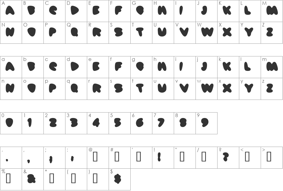 NODES font character map preview