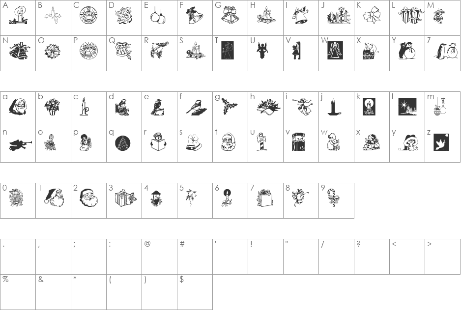 Noel Dingbats font character map preview