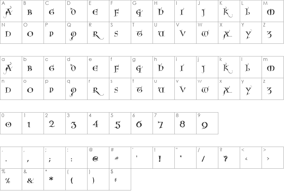 NoelBlack font character map preview