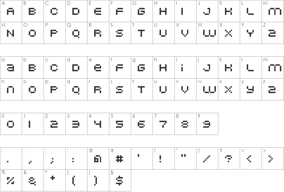 Nominal5 font character map preview