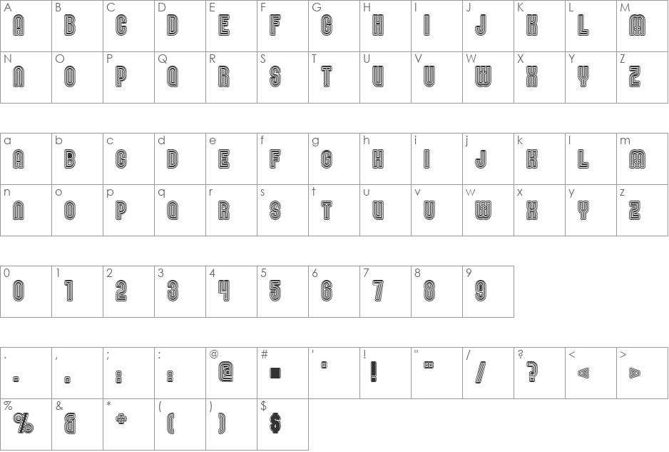 Nomitais font character map preview