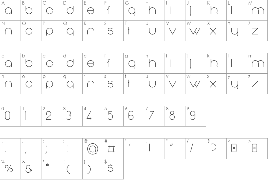 Nonchalance font character map preview