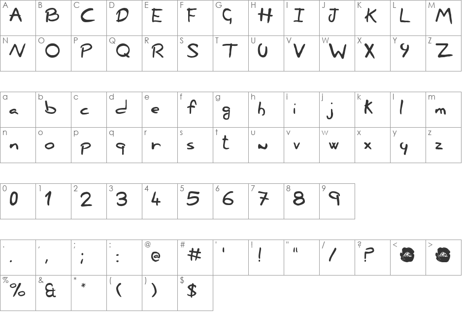 Nonciclopedia by Sabaku font character map preview