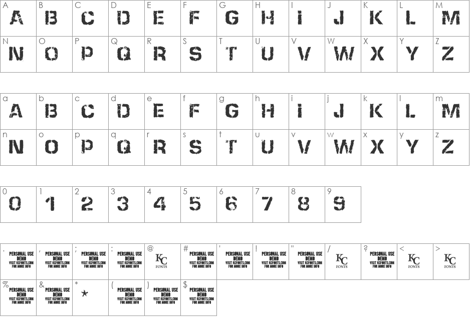 None Shall Pass font character map preview