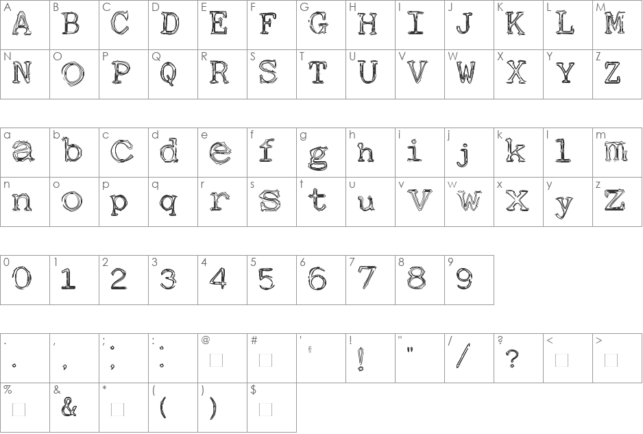 NONLINEAR-OPEN font character map preview