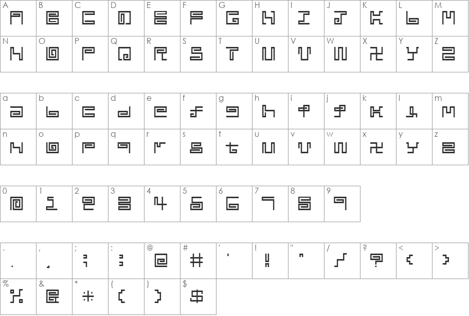 noodle font character map preview