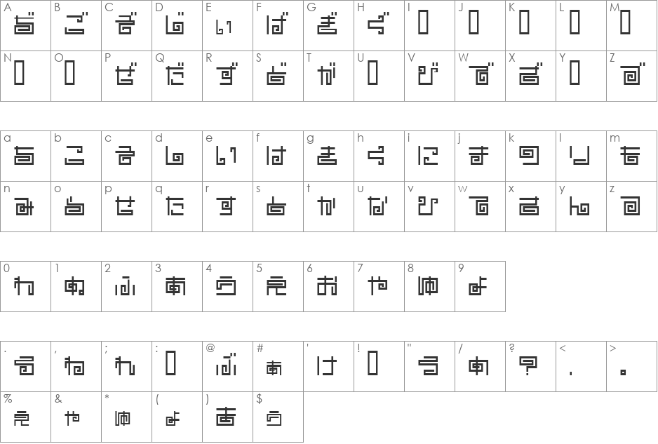 noodleh font character map preview