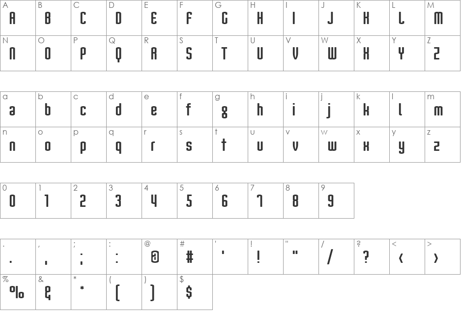 Nord font character map preview