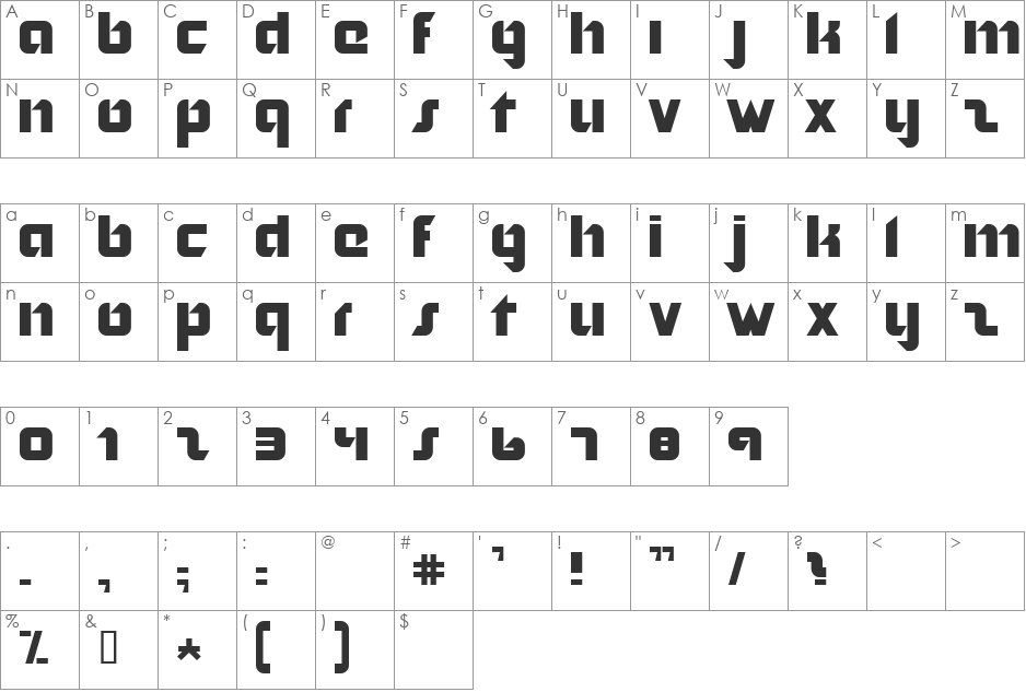 Nordic font character map preview