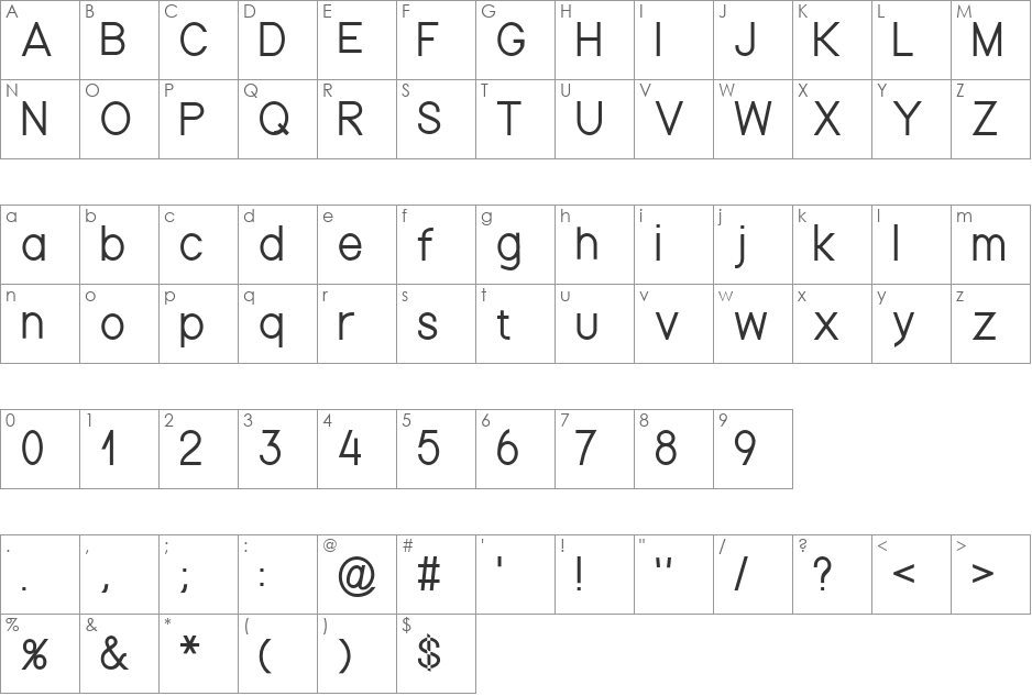 Nordica Advanced font character map preview
