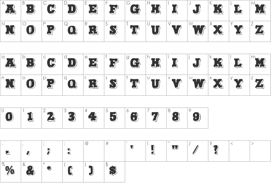North Face font character map preview