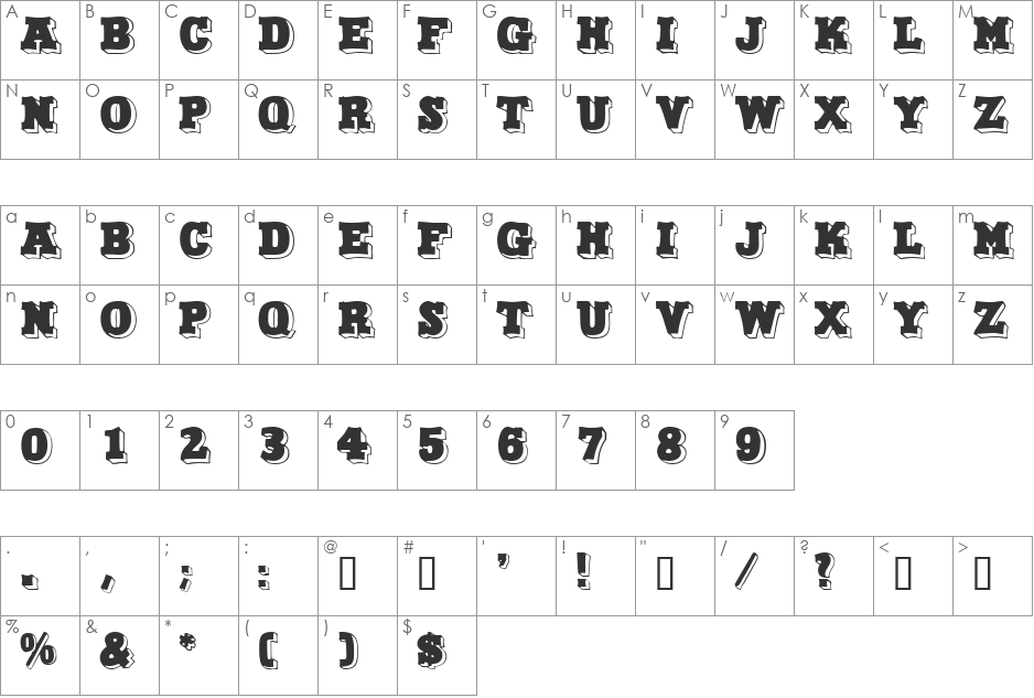 NorthFaceDisplayCapsSSi font character map preview