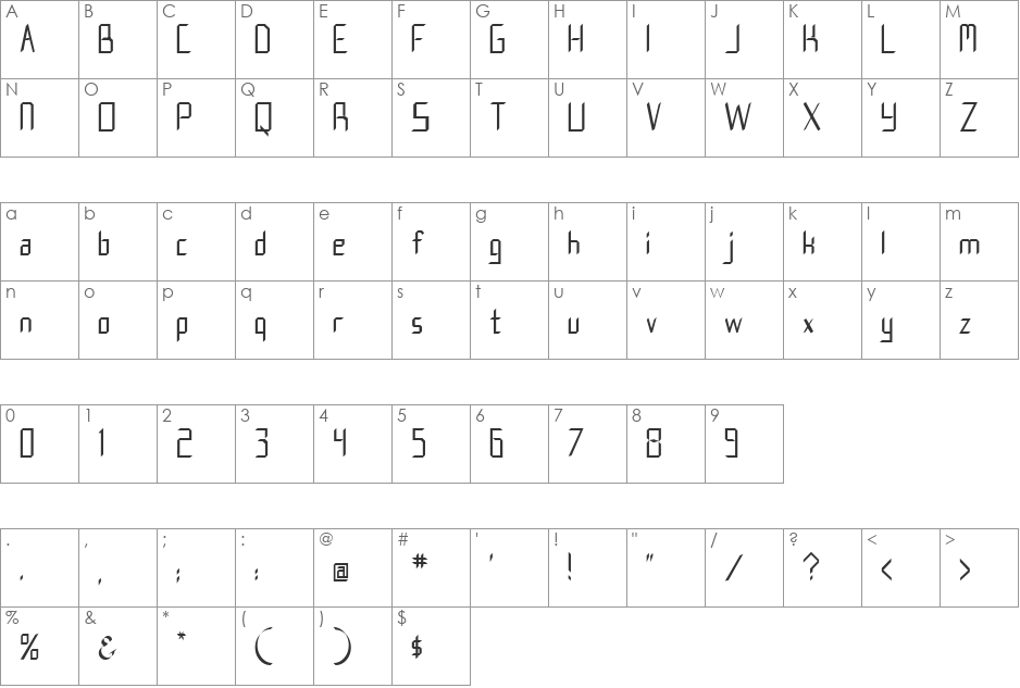 Nostra 2003 J font character map preview