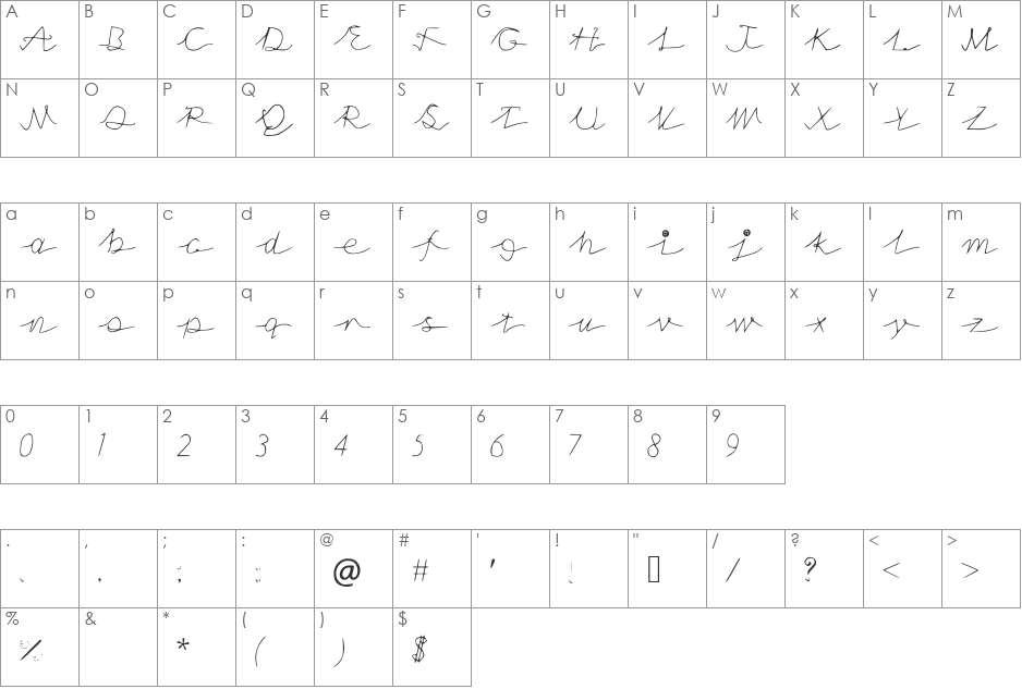 NoStringsAttatched font character map preview