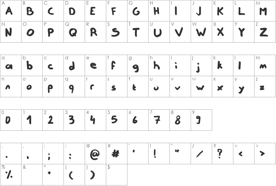 Not Really font character map preview
