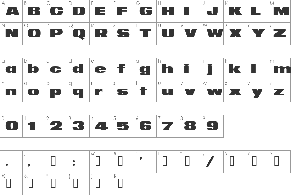 NotANumber font character map preview
