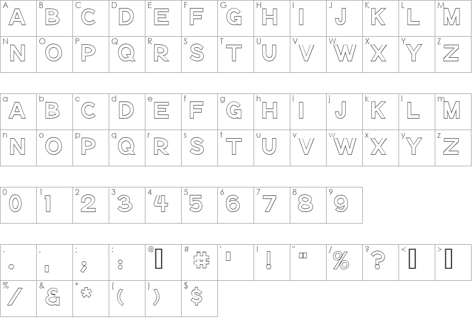 Notation Bold Open JL font character map preview