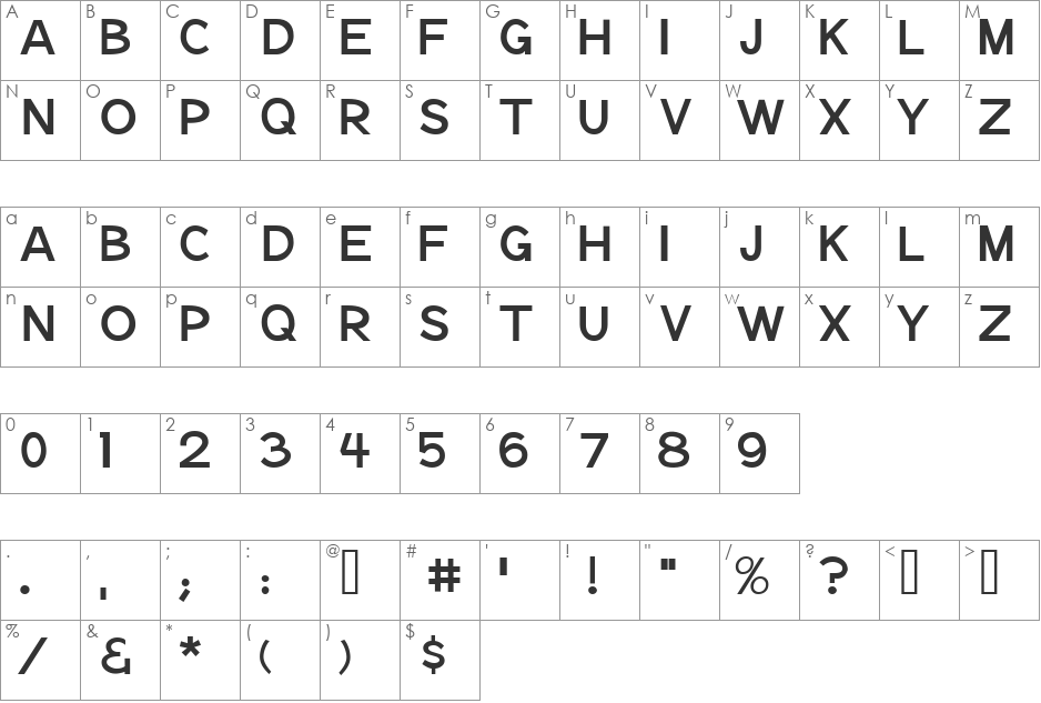 Notation JL font character map preview
