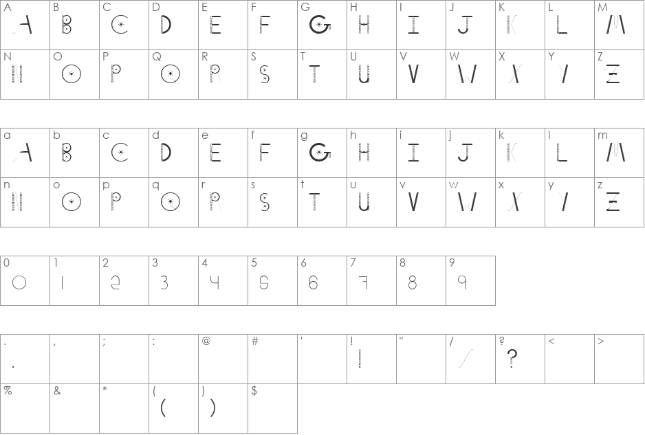 Notch Eight font character map preview