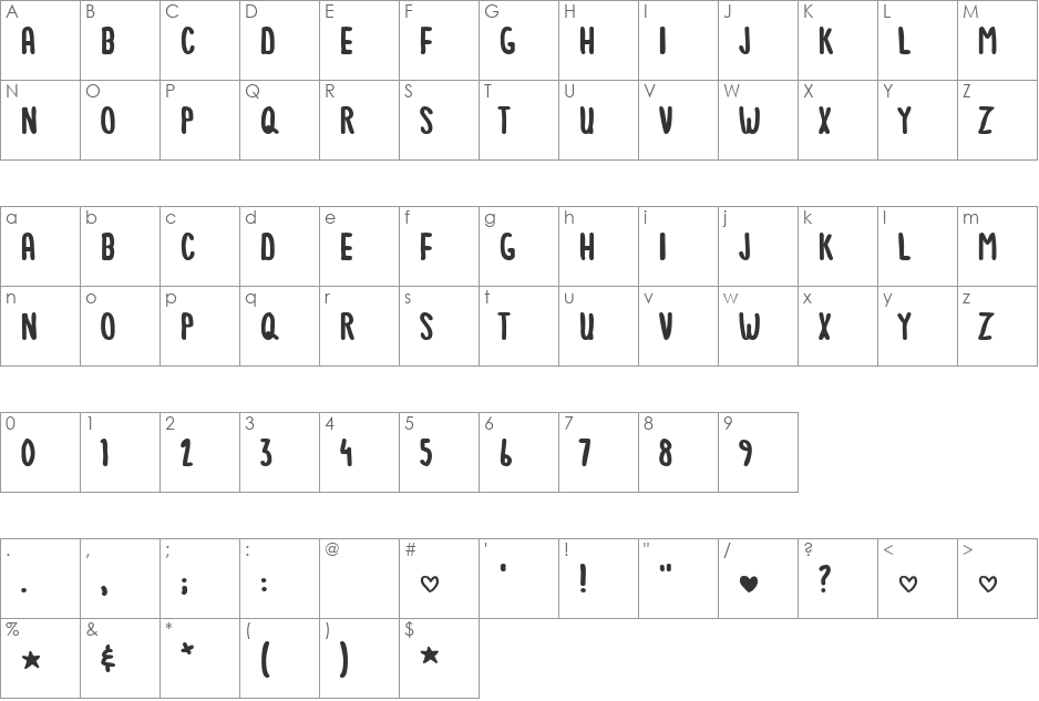 Note To Self font character map preview
