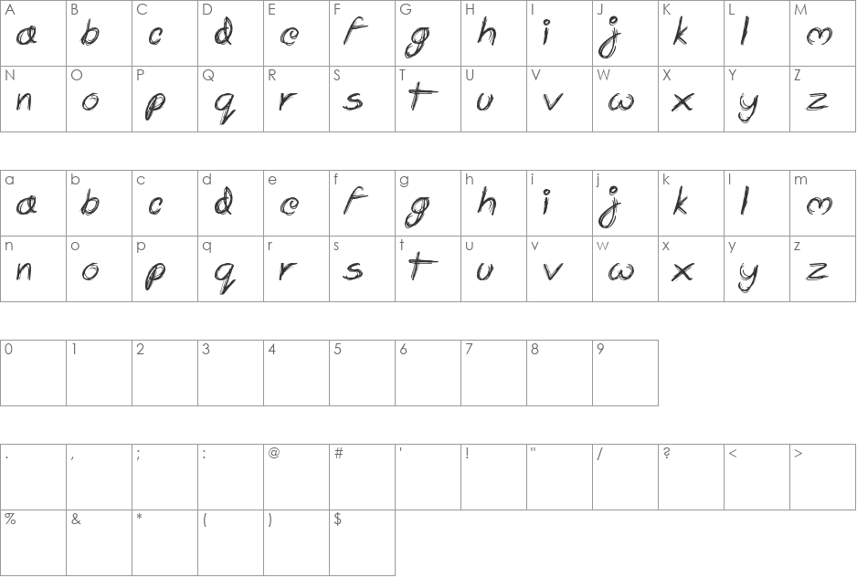 Notebook font character map preview