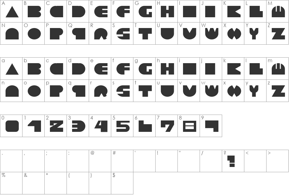 Noted V1 font character map preview