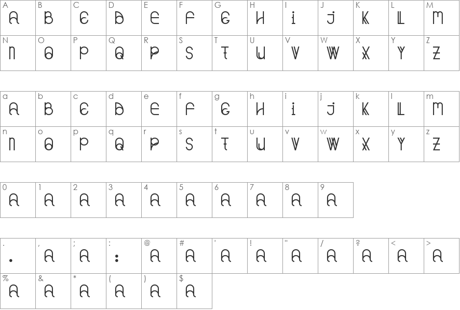 NotEnoughSmall font character map preview