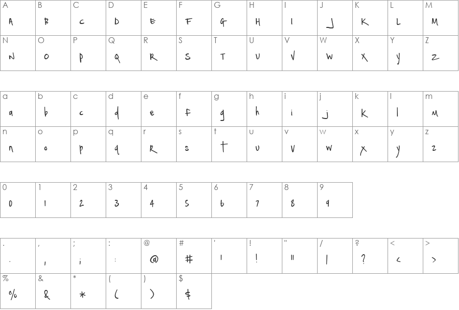 Notepaper Airplanes font character map preview