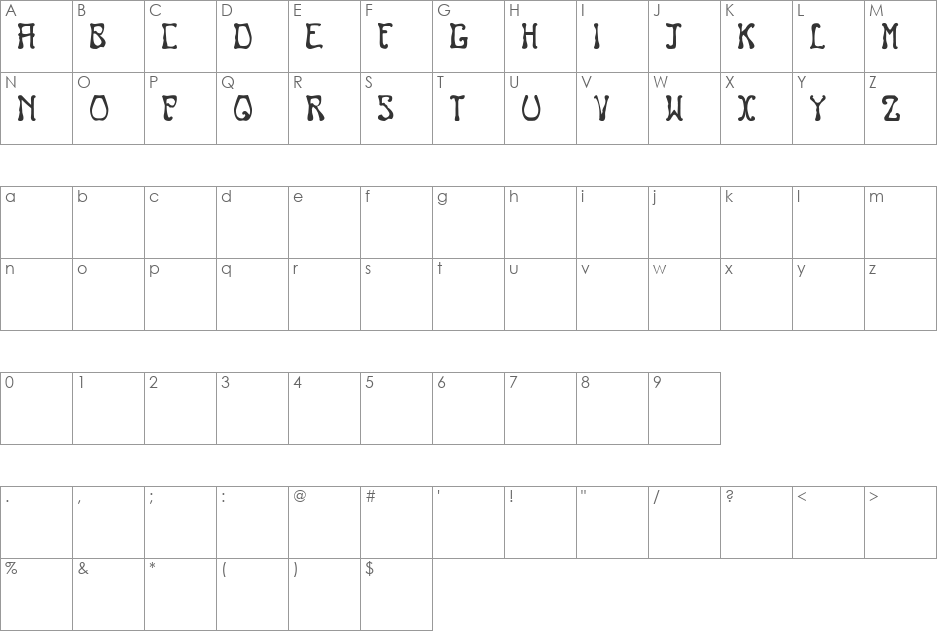 NOUVEAU font character map preview