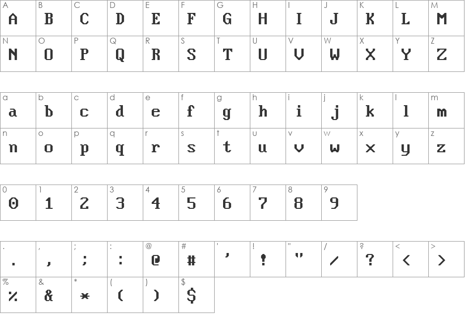 Nouveau IBM Stretch font character map preview
