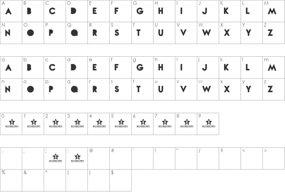 NOVA SOLID font character map preview