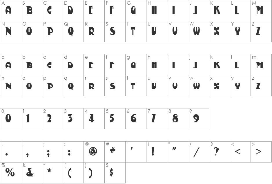 NovSchmozKapopNF font character map preview