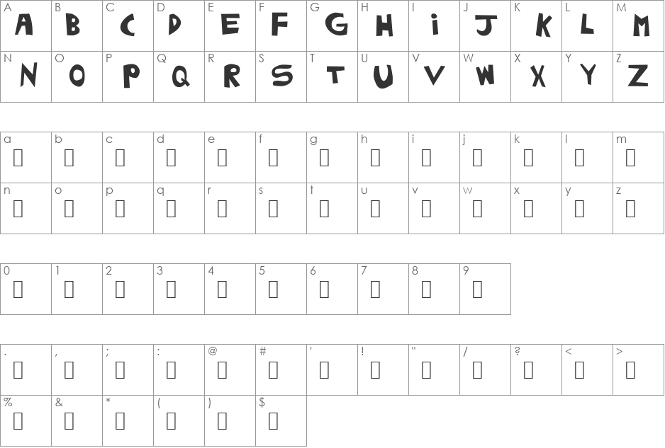 Nowai font character map preview