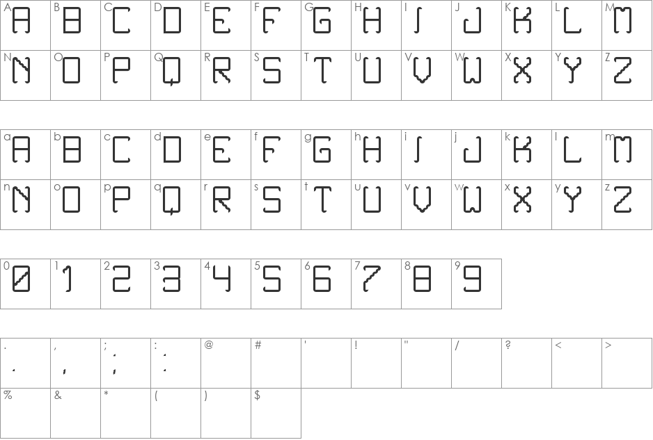 Noxtrey Auf tfb light font character map preview