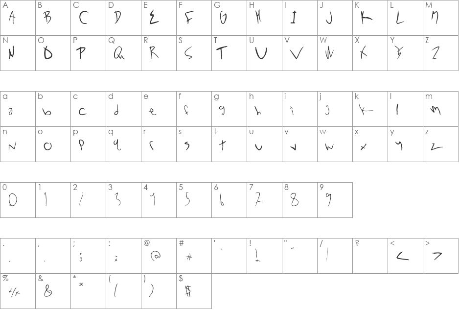 NoXWay font character map preview