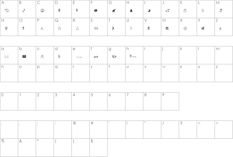 Noyeux Joel font character map preview