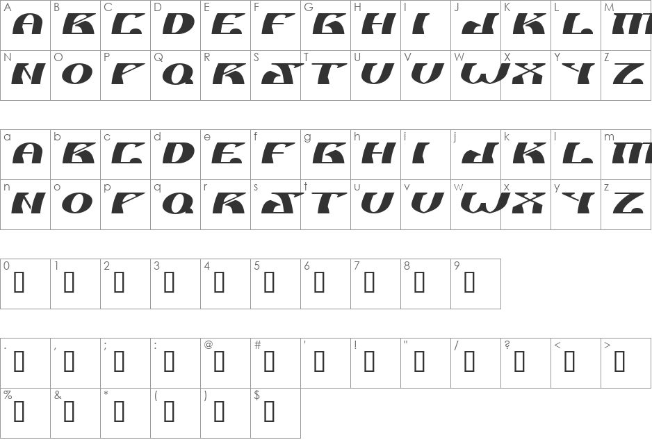 Nu shto font character map preview