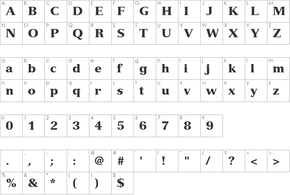 Nuance Black SSi font character map preview
