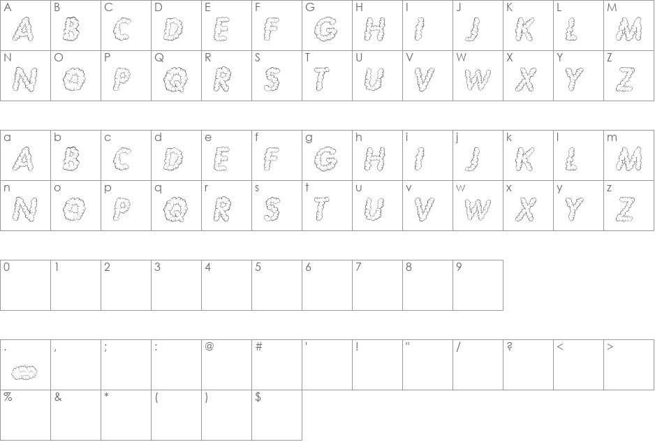 NUBLES font character map preview