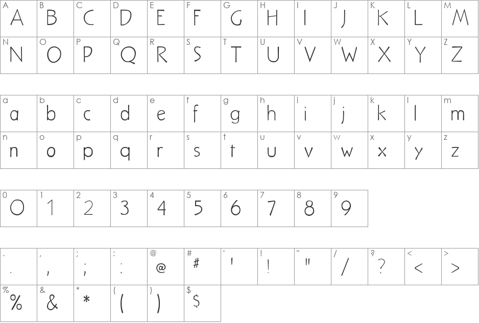 NuevoLitho font character map preview