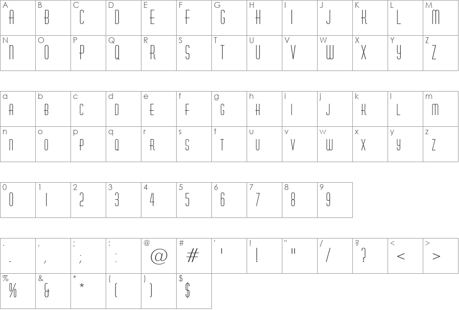 a_HuxleyCaps font character map preview
