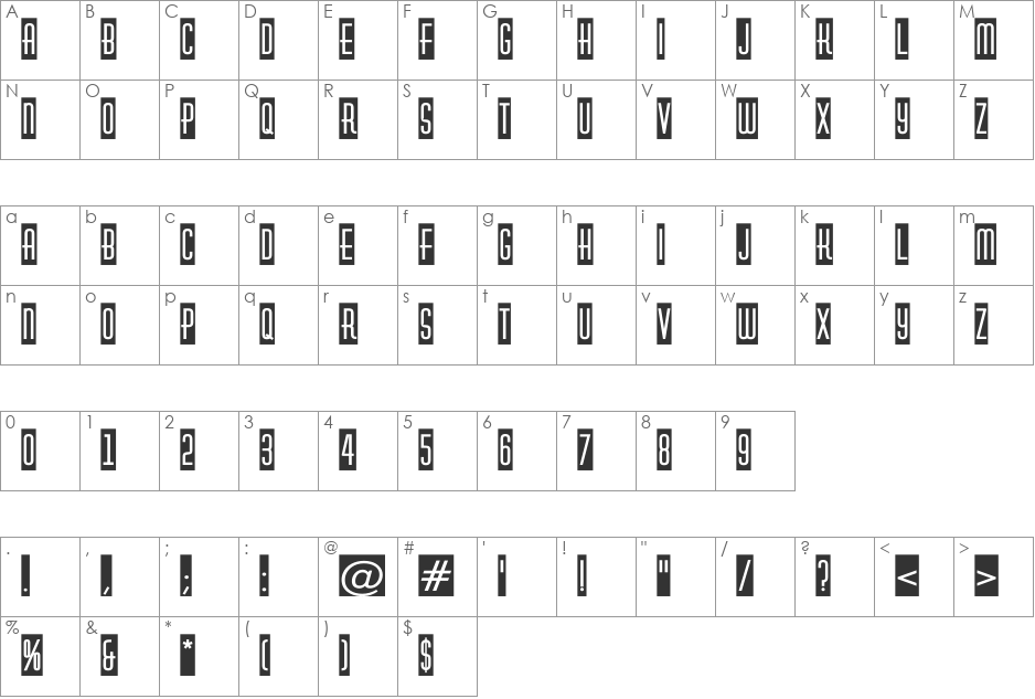 a_HuxleyCm font character map preview