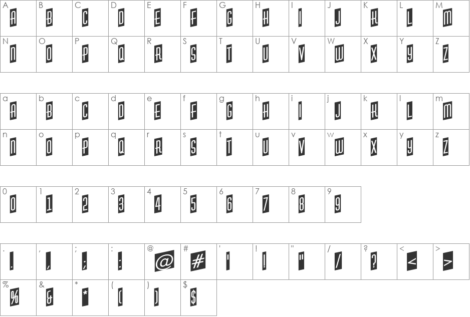a_HuxleyCmUp font character map preview