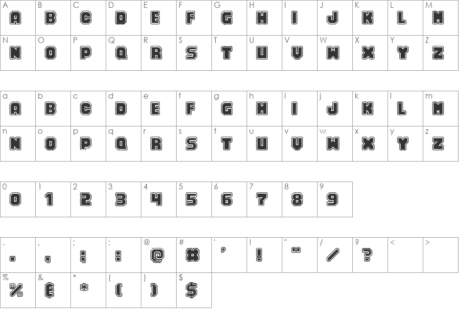 Numero 10 Clean font character map preview