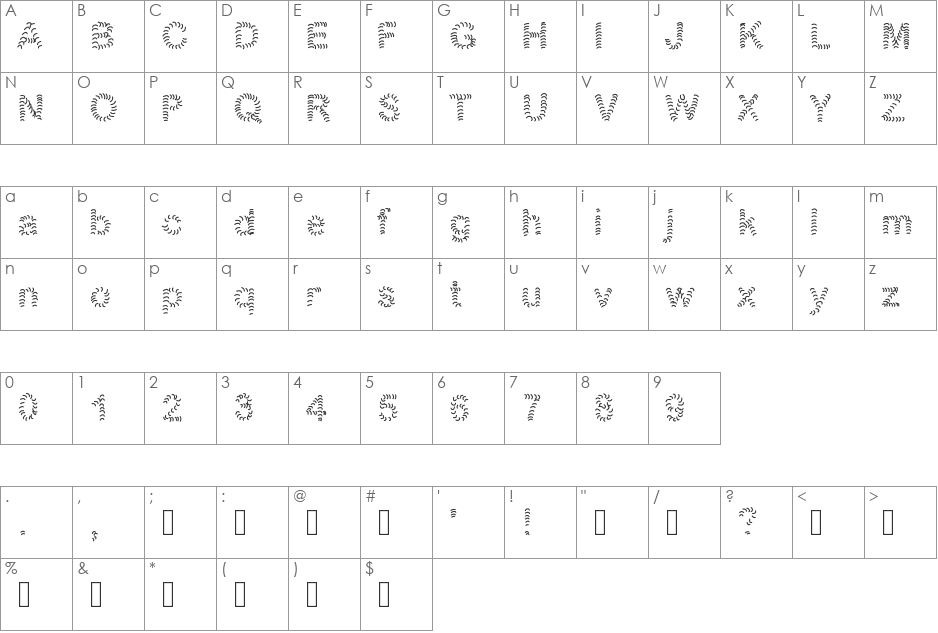 Numero1 font character map preview