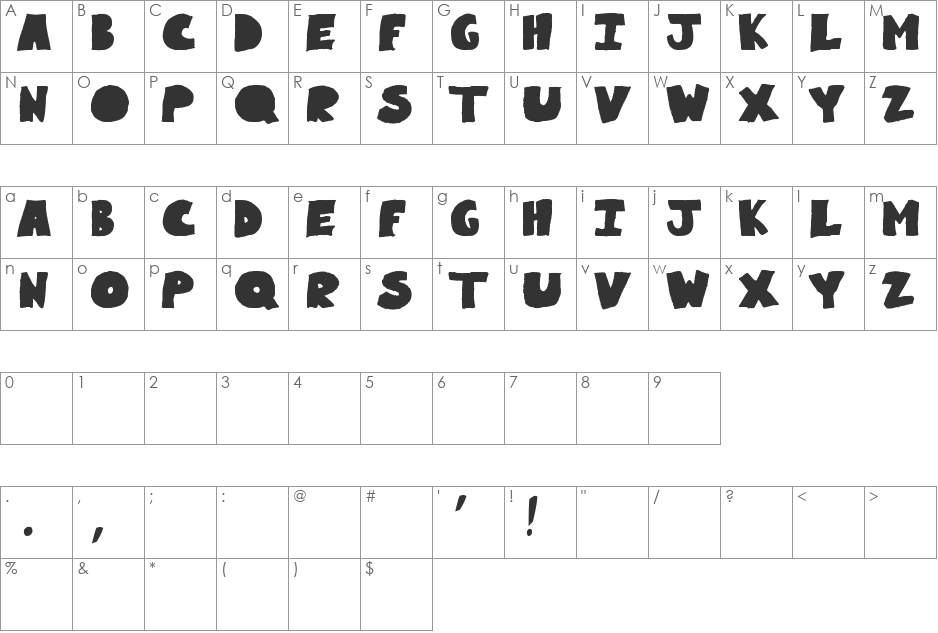 Nunanunong Demo font character map preview