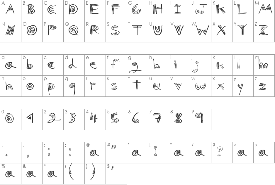 nuni font character map preview