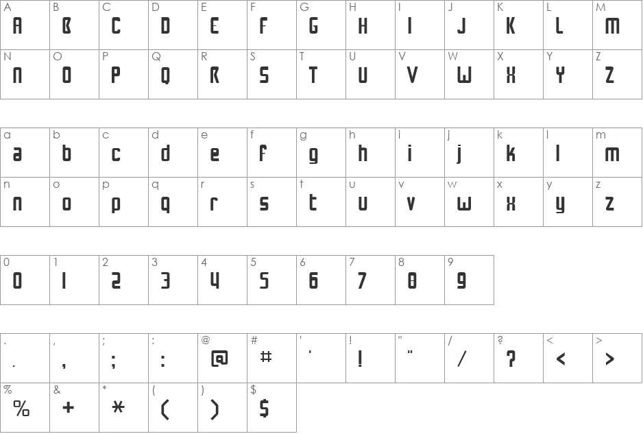 NuWave BV 2.0 font character map preview
